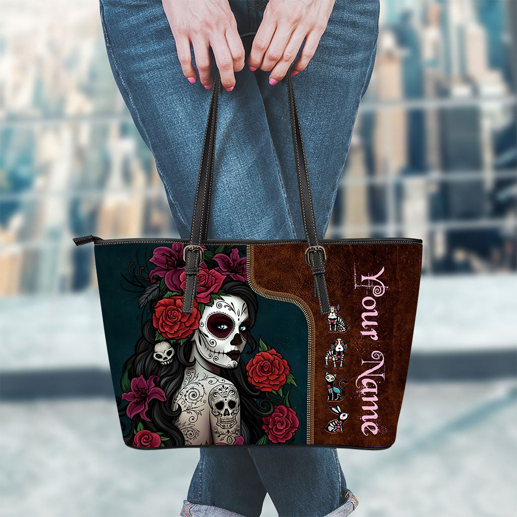 Day Of The Dead - Personalized Latina Women Leather Bag