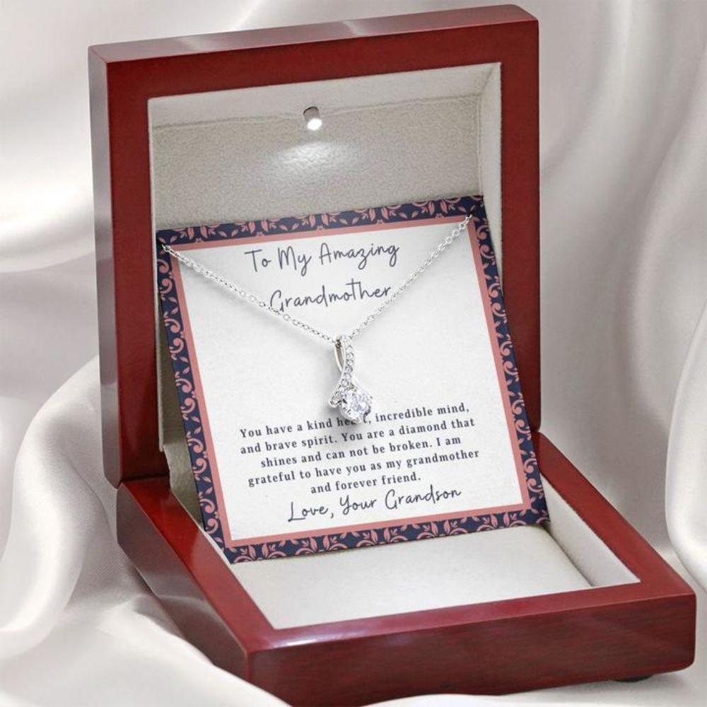 To Grandmother From Grandson - Grandma Petite Ribbon Necklace 0921
