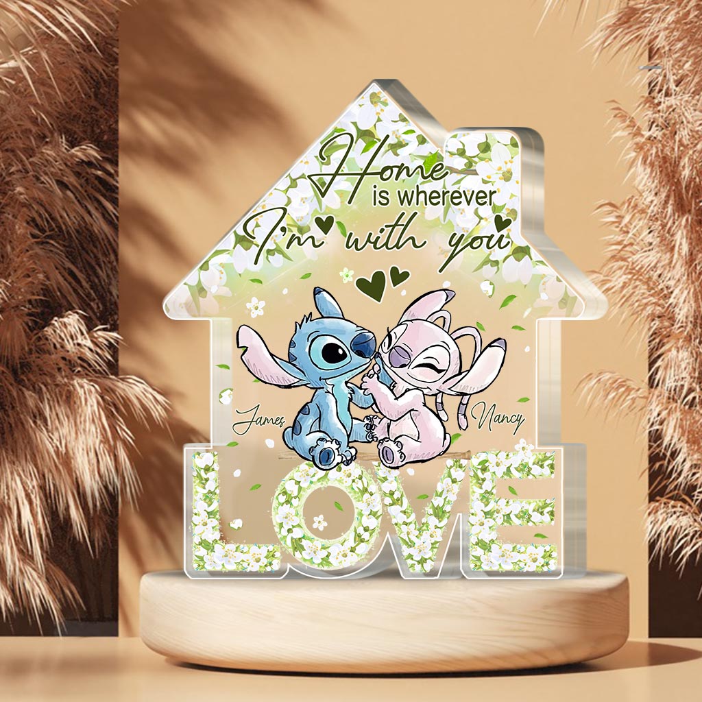 Floral Love Home - Personalized Couple Ohana Custom Shaped Acrylic Plaque