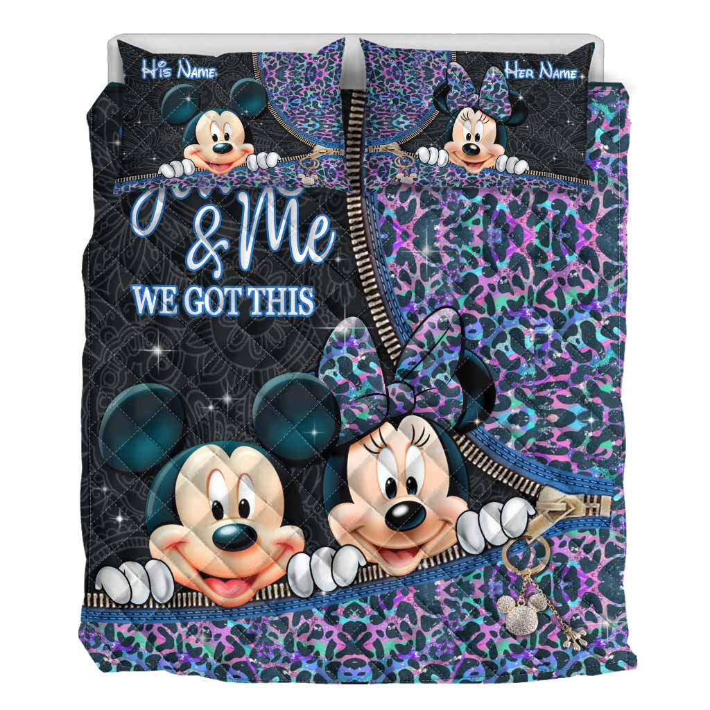 You & Me We Got This - Personalized Couple Mouse Quilt Set