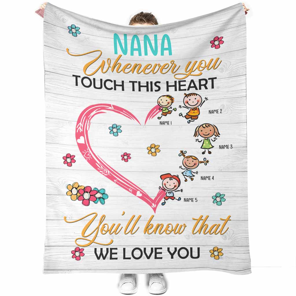 Whenever You Touch This Heart - Personalized Mother's Day Grandma Blanket