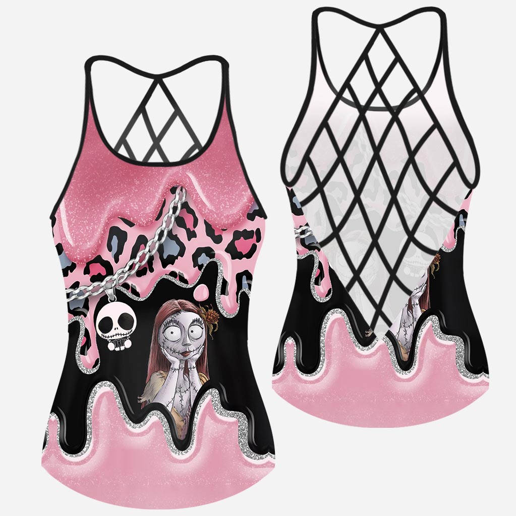 Black Pink Nightmare - Cross Tank Top and Women Shorts