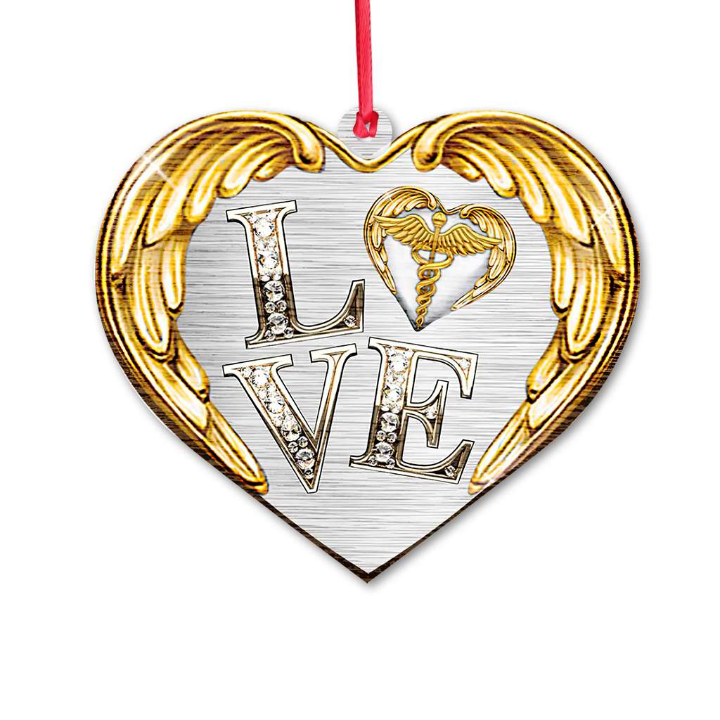 Love Nurse Heart Jewelry - Nurse Ornament (Printed On Both Sides) 1122