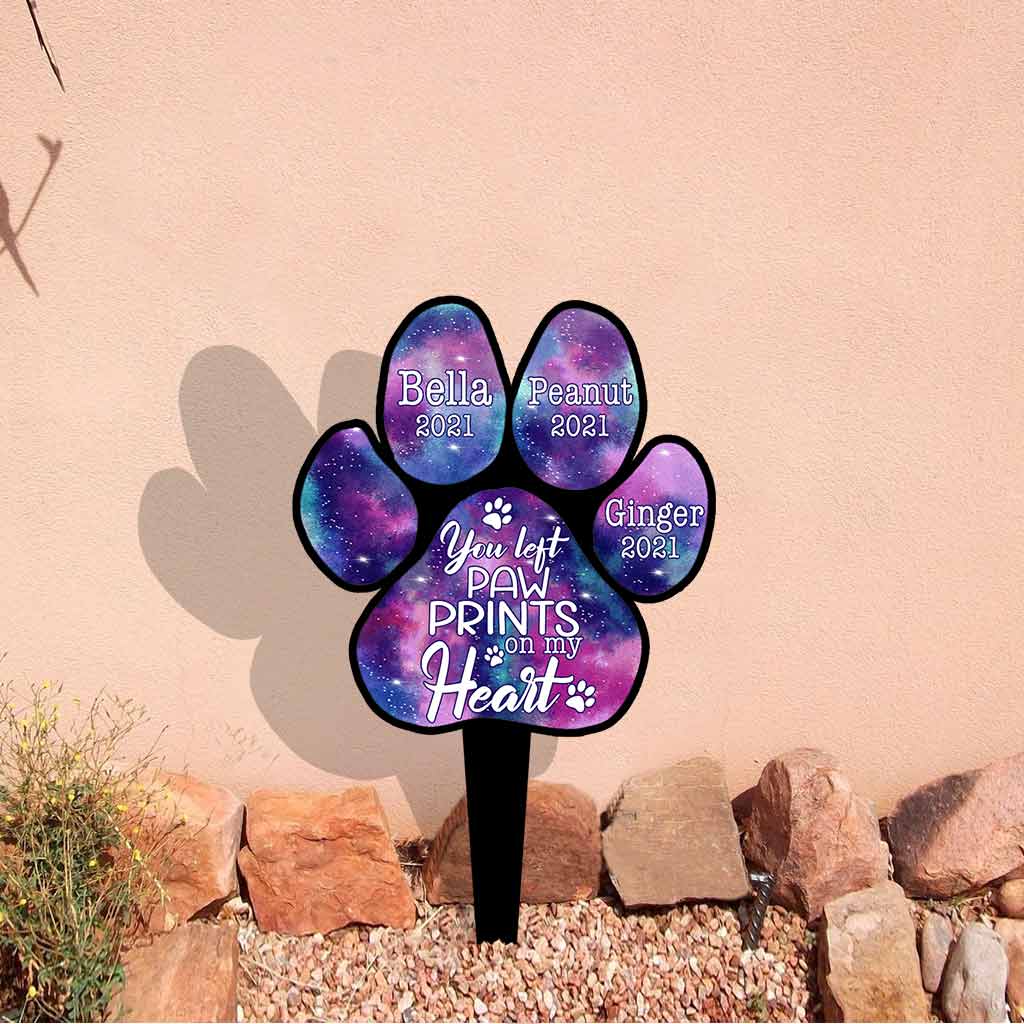 You Left PawPrints On My Heart - Personalized Dog Acrylic Garden Sign (Printed On 1 Side)