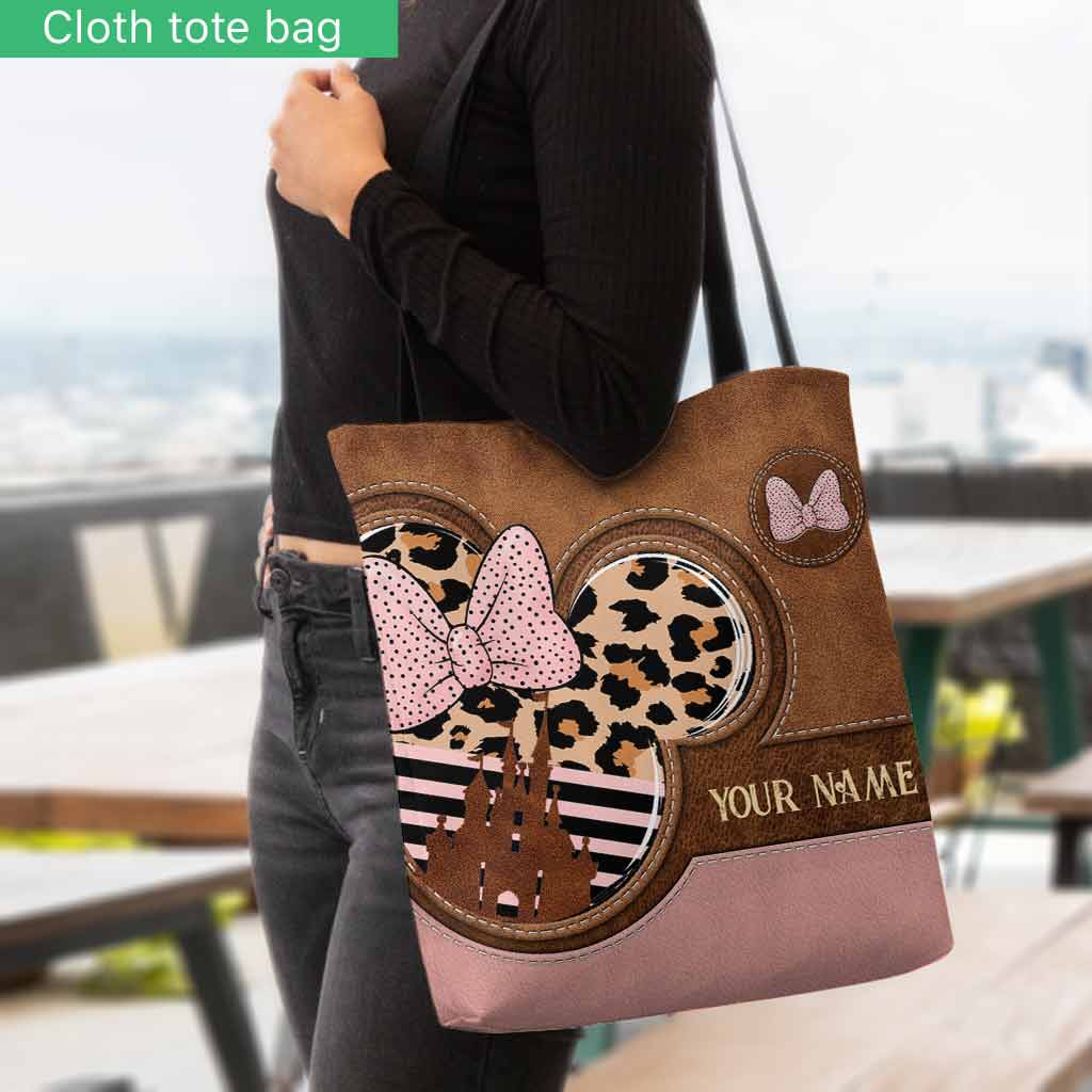 Magical Pink Leopard Mouse Ears - Personalized Mouse Tote Bag