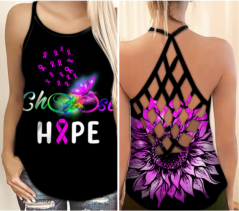 Choose Hope - Breast Cancer Awareness Cross Tank Top 0722