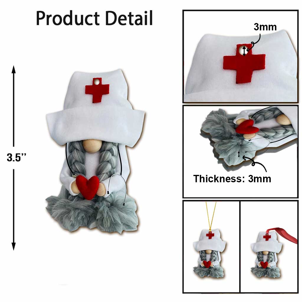 Gnome Nurse - Christmas Ornament (Printed On Both Sides)