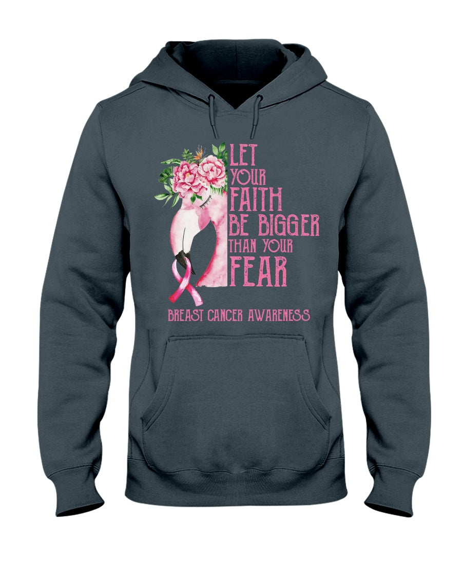 Flamingo Let Your Faith Be Bigger Than Your Fear - Breast Cancer Awareness T-shirt and Hoodie 0822