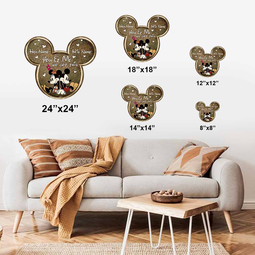 You And Me We Got This Mouse Ears - Personalized Couple Mouse Cut Metal Sign With 3D Pattern Print