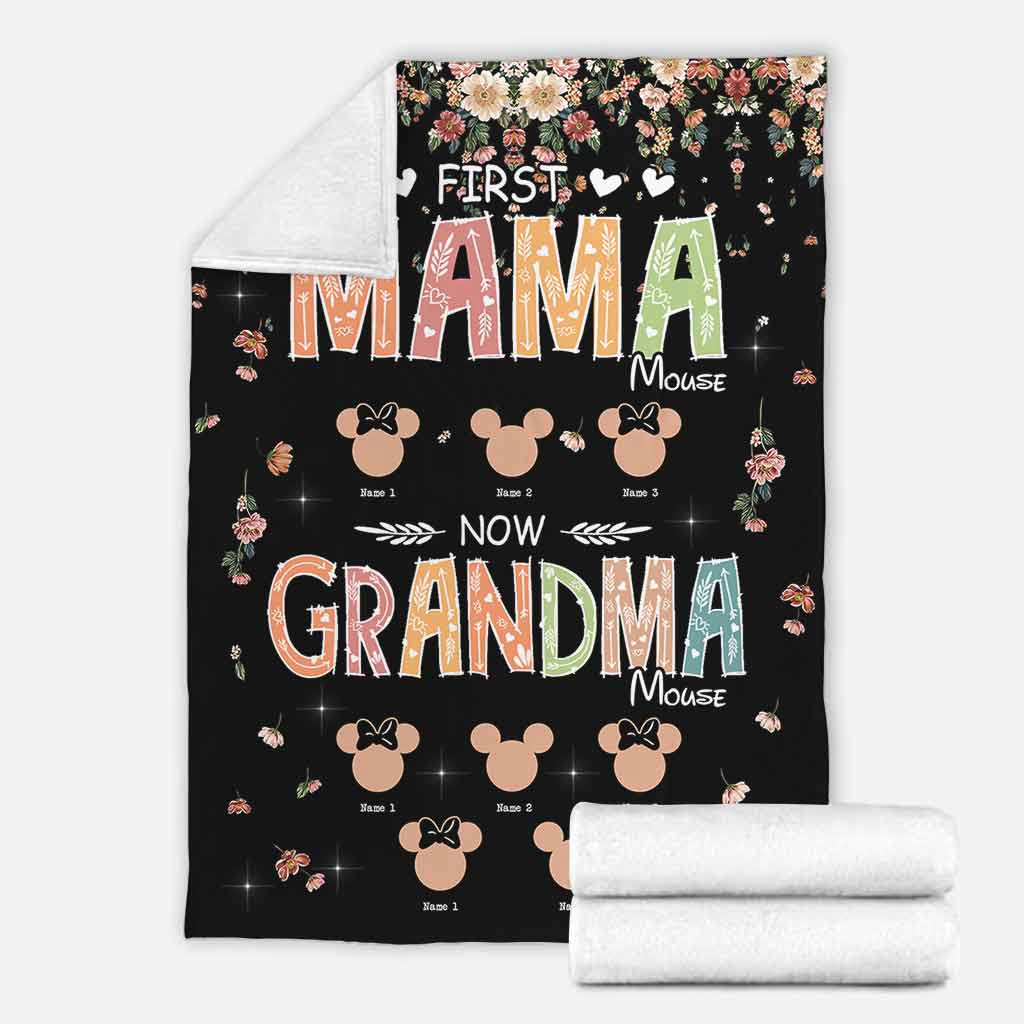 First Mama Mouse Now Grandma Mouse - Personalized Mother's Day Grandma Blanket