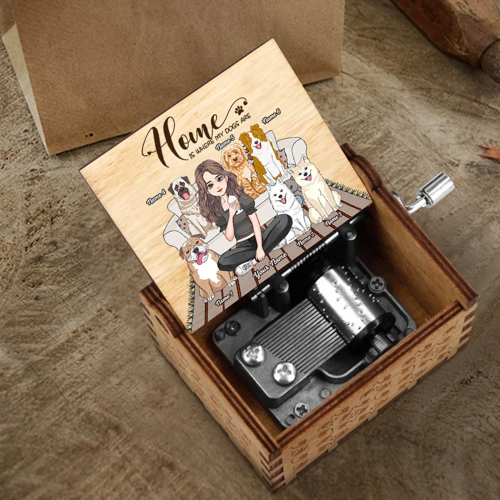 Home Is Where My Dogs Are - Personalized Mother's Day Dog Hand Crank Music Box