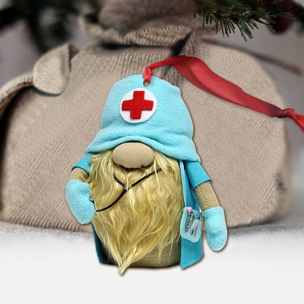 Gnome Nurse - Christmas Ornament (Printed On Both Sides)