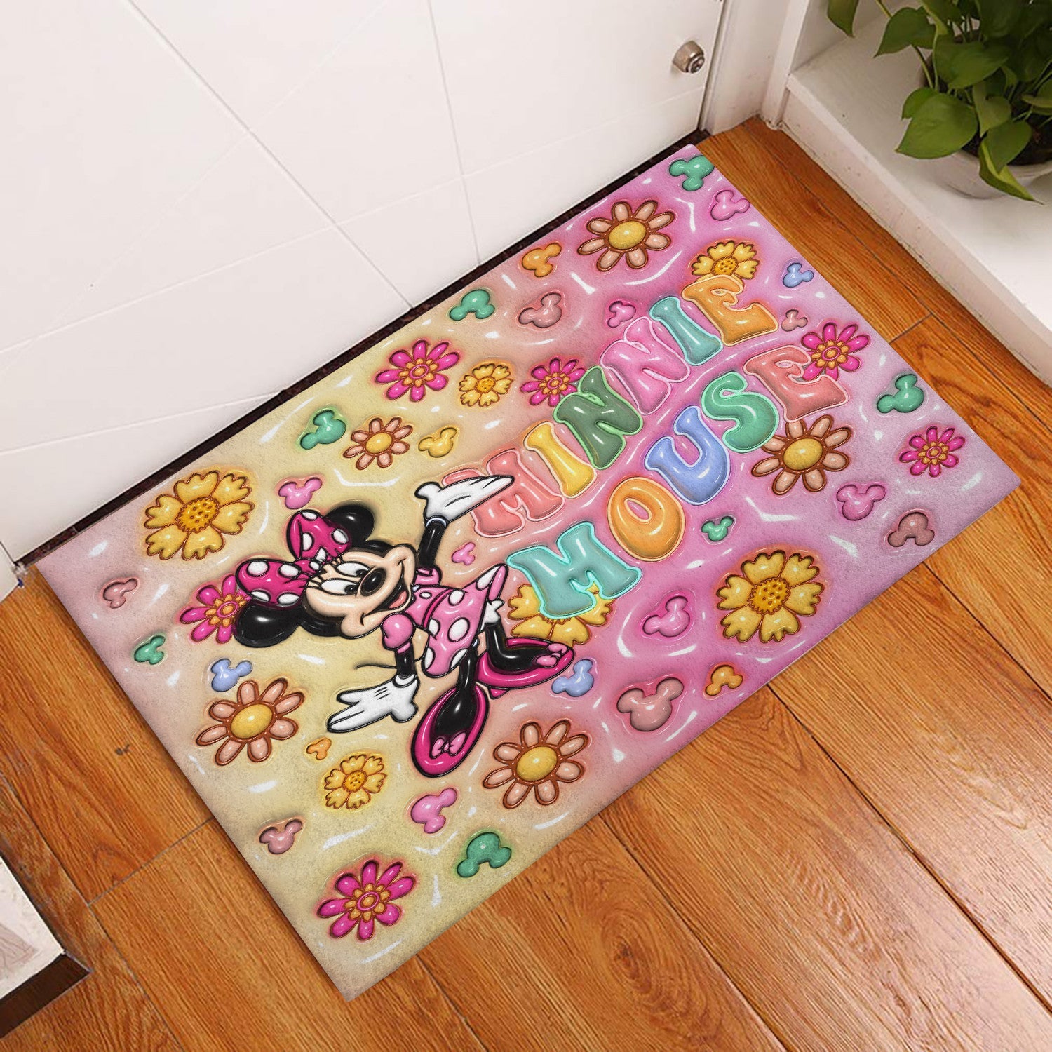 Floral Pattern Print Mouse Doormat 0823
