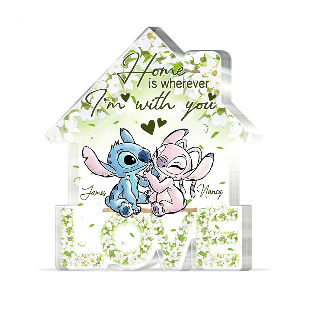 Floral Love Home - Personalized Couple Ohana Custom Shaped Acrylic Plaque