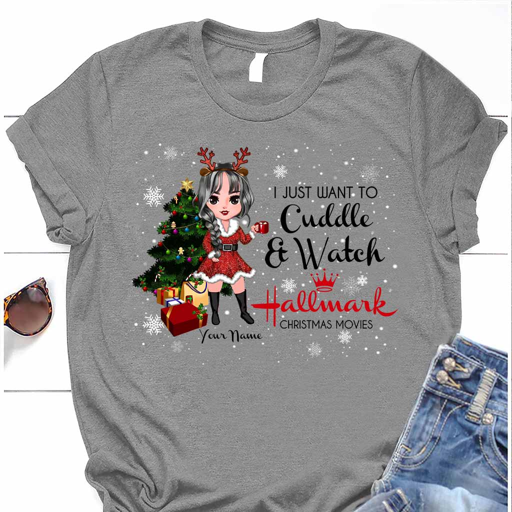 I Just Want To Cuddle And Watch Movies - Personalized Christmas T-shirt and Hoodie