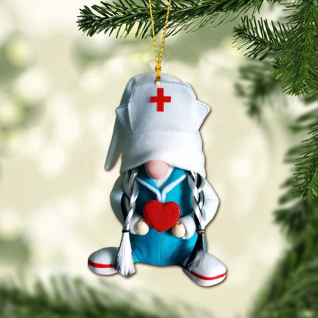 Gnome Nurse - Christmas Ornament (Printed On Both Sides)