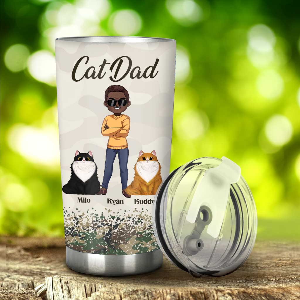 I Work Hard Cat Dad - Personalized Father's Day Father Tumbler