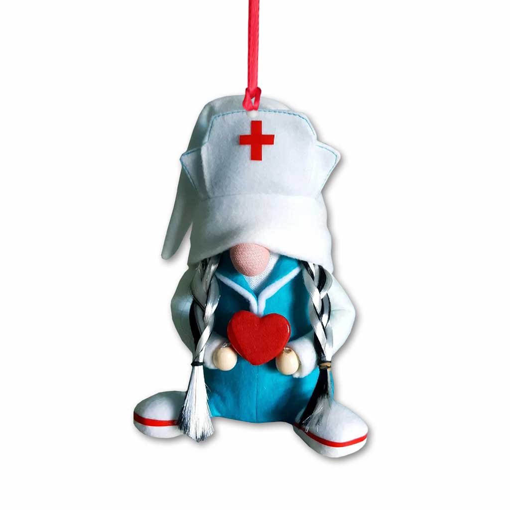 Gnome Nurse - Christmas Ornament (Printed On Both Sides)