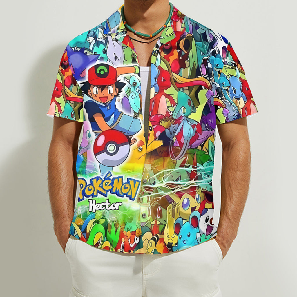 Poke Cartoon - Personalized Monster Trainer Hawaiian Shirt