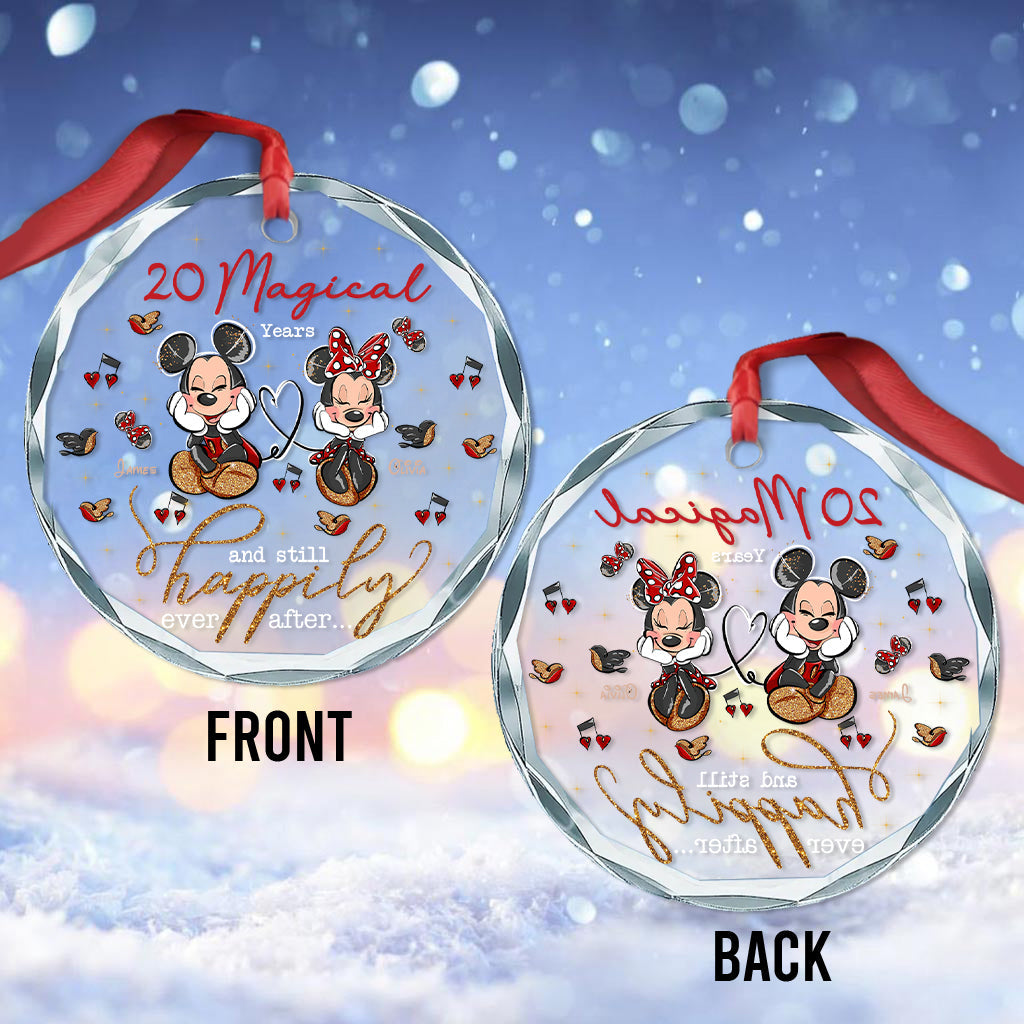 Magical Love - Personalized Mouse Round Shaped Glass Ornament
