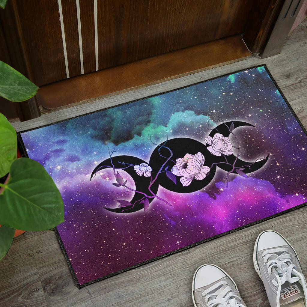 Triple Moon Galaxy Wicca - Witch Doormat 0822