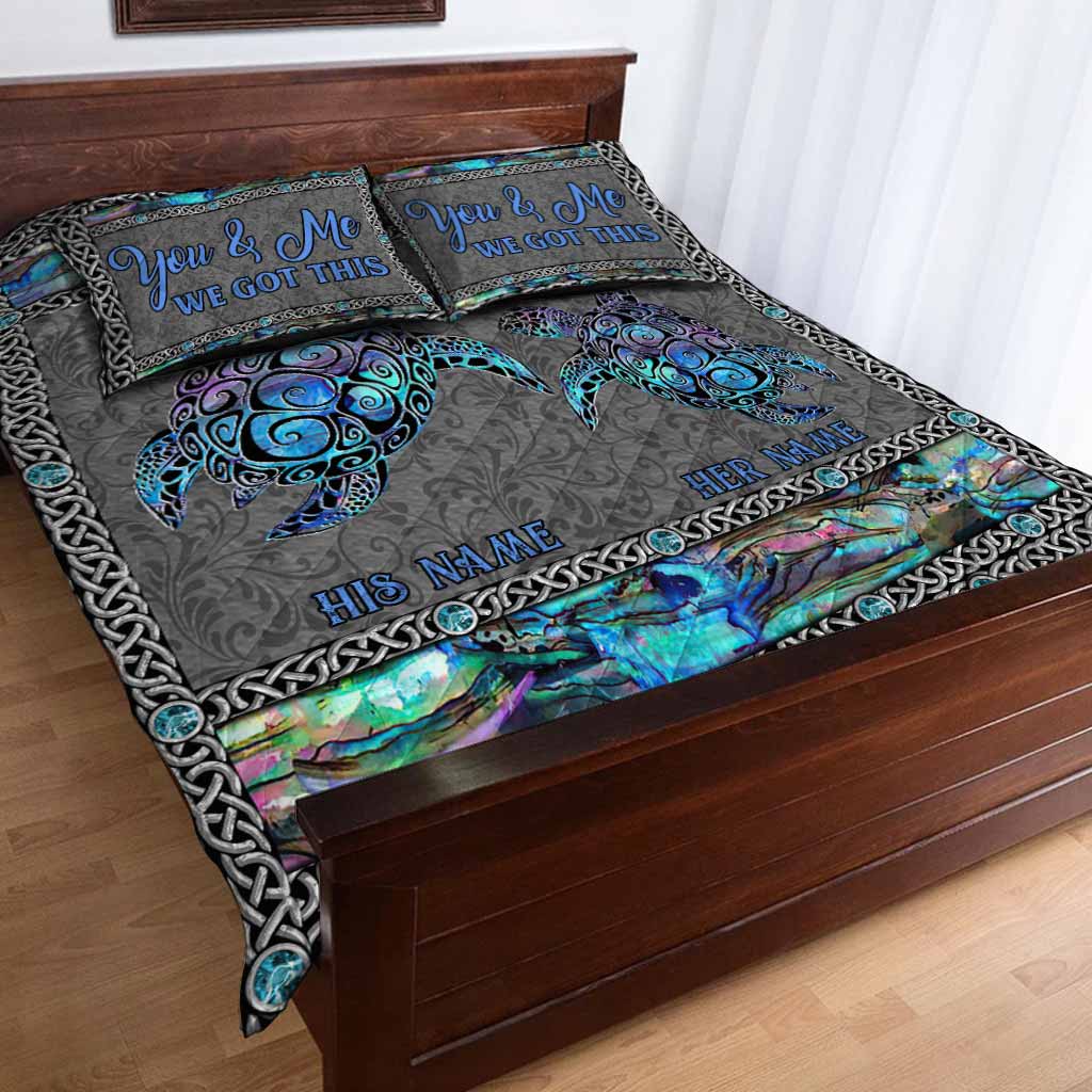 So Many In The Ocean - Personalized Turtle Quilt Set With 3D Pattern Print