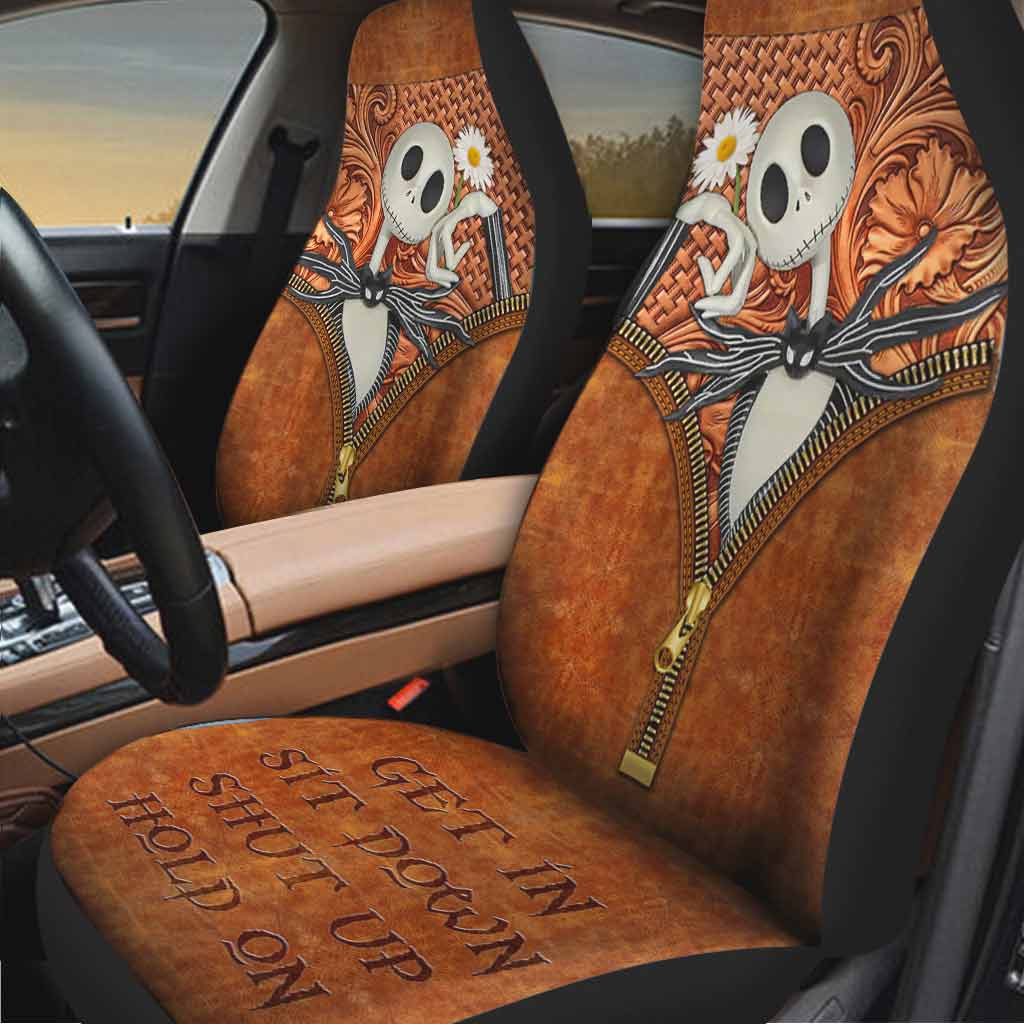 Get In Sit Down - Nightmare Seat Covers With Leather Pattern Print