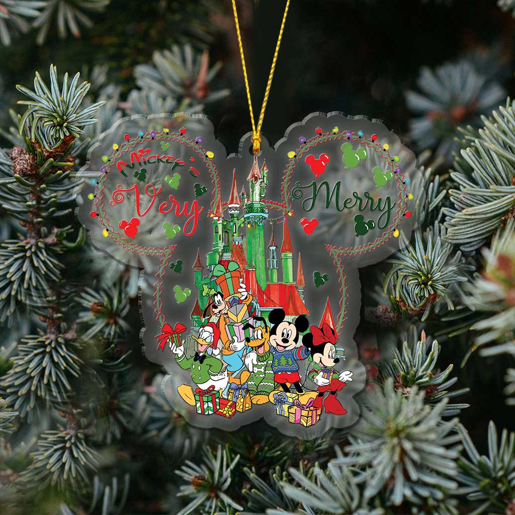 Merry Christmas - Christmas Mouse Transparent Ornament