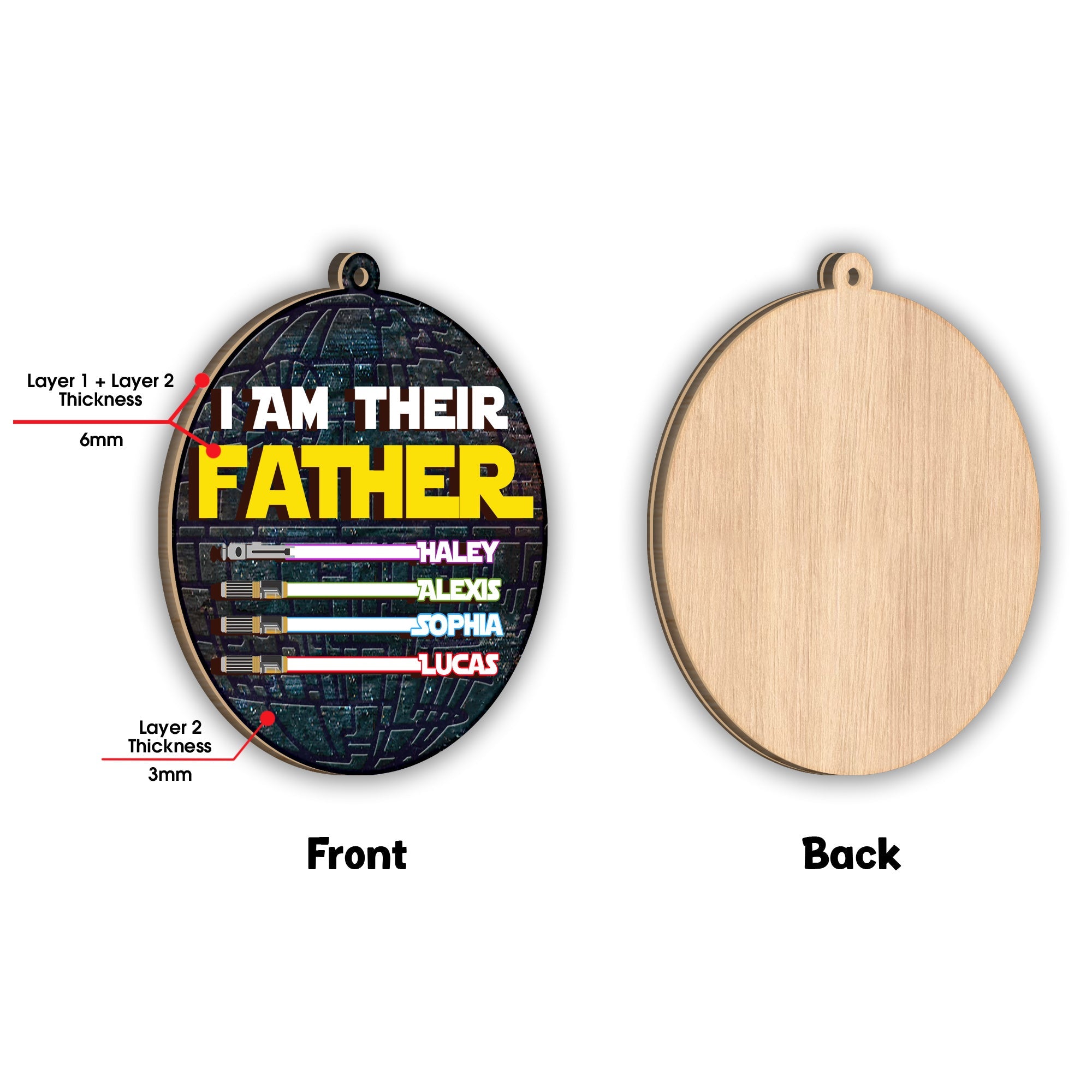 I Am Their Father / Mother / Grandpa / Grandma - Personalized Father 2 Layered Piece Ornament