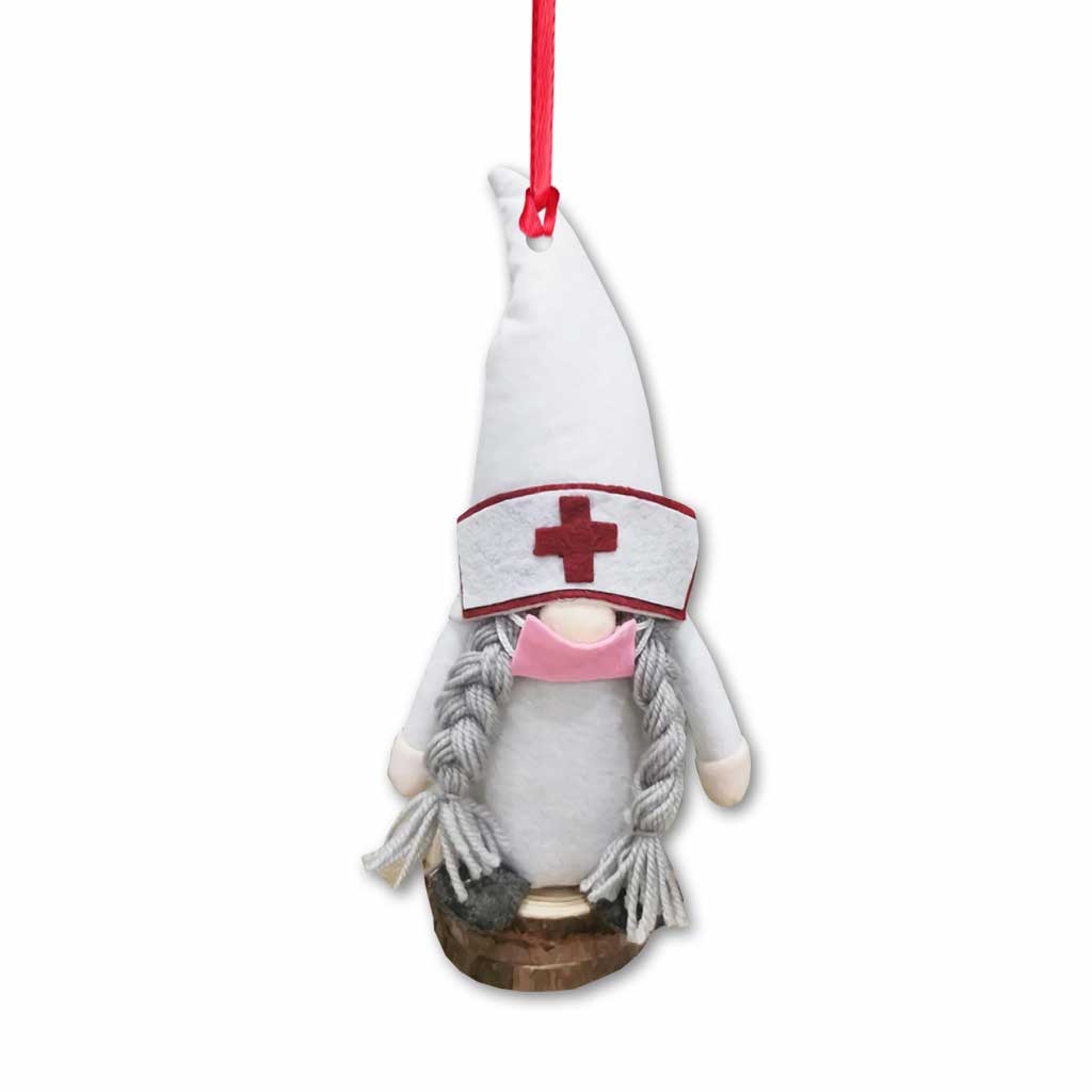 Gnome Nurse - Christmas Ornament (Printed On Both Sides)