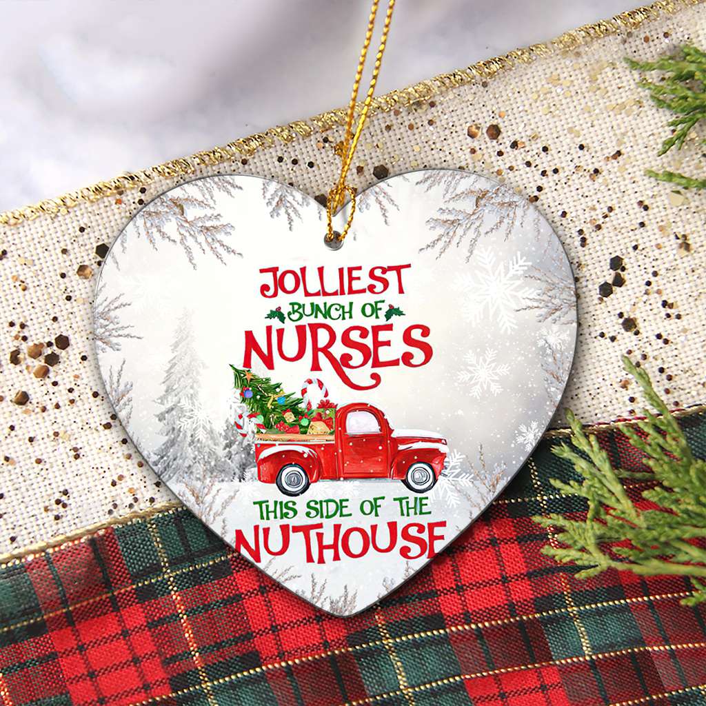 Jolliest Bunch Of Nurses Nurse - Heart Aluminium Ornament (Printed On Both Sides) 1122