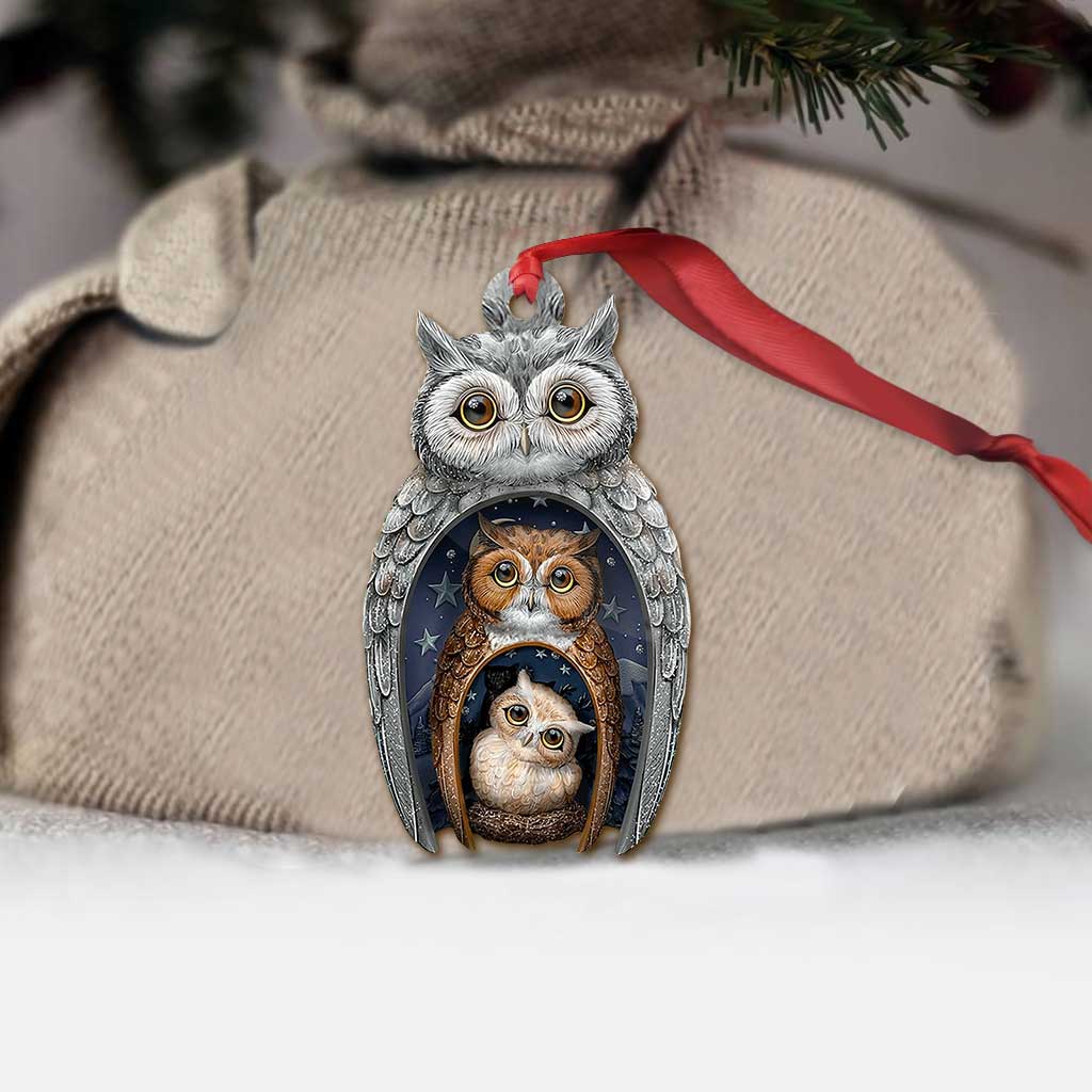Family Owl Vintage - Owl Ornament (Printed On Both Sides) 1122