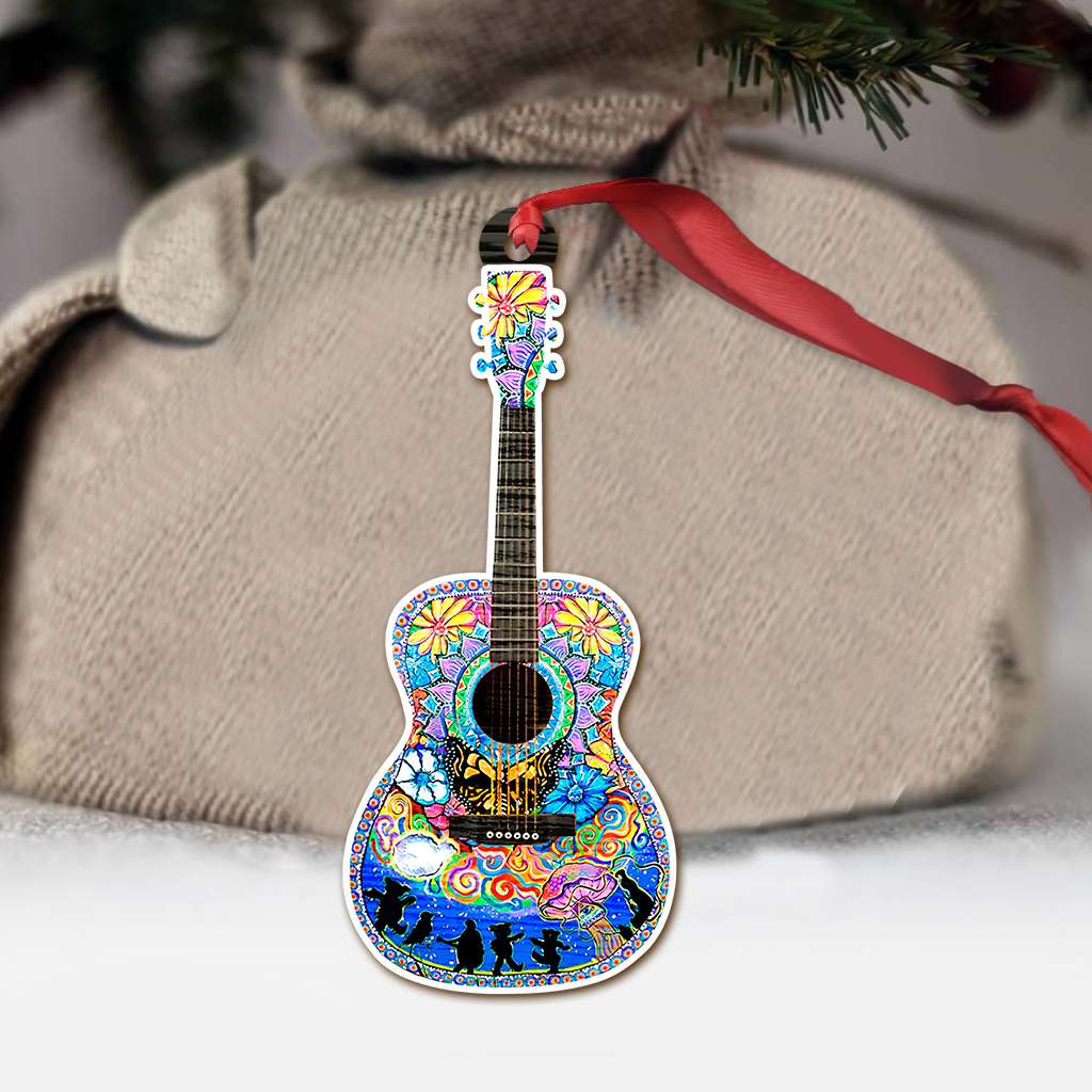 Hippie Music Colorful Guitar - Hippie Ornament (Printed On Both Sides) 1122