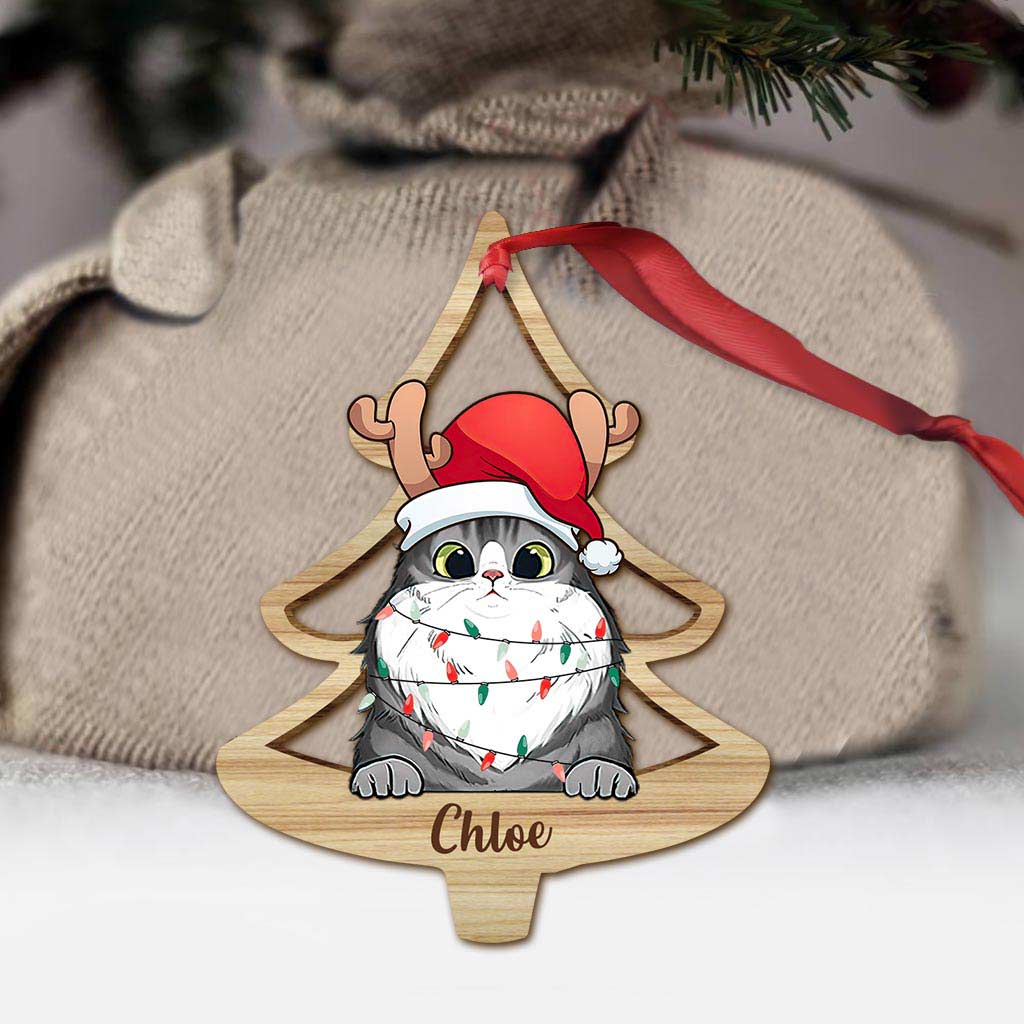 Lovely Cat Christmas Tree - Personalized Christmas Cat Ornament