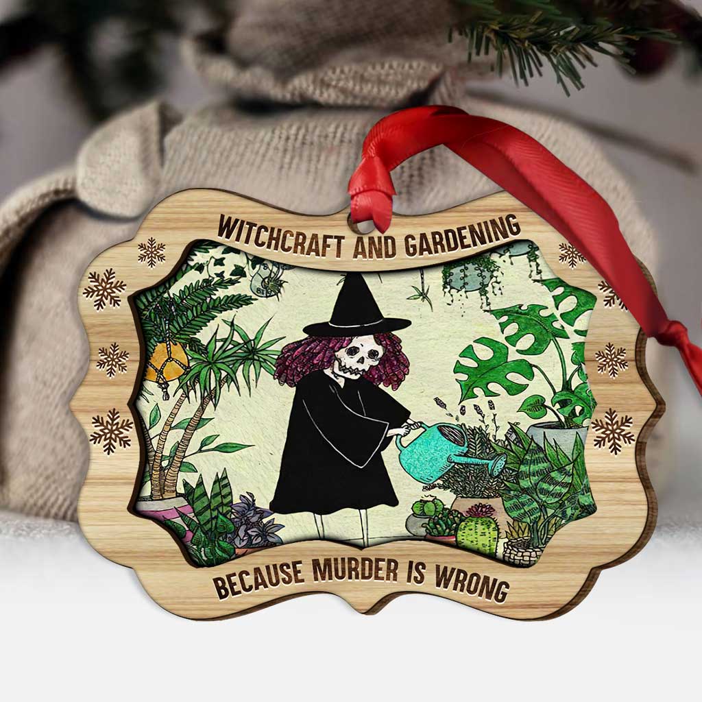 Murder Is Wrong - Christmas Gardening Layered Wood Ornament