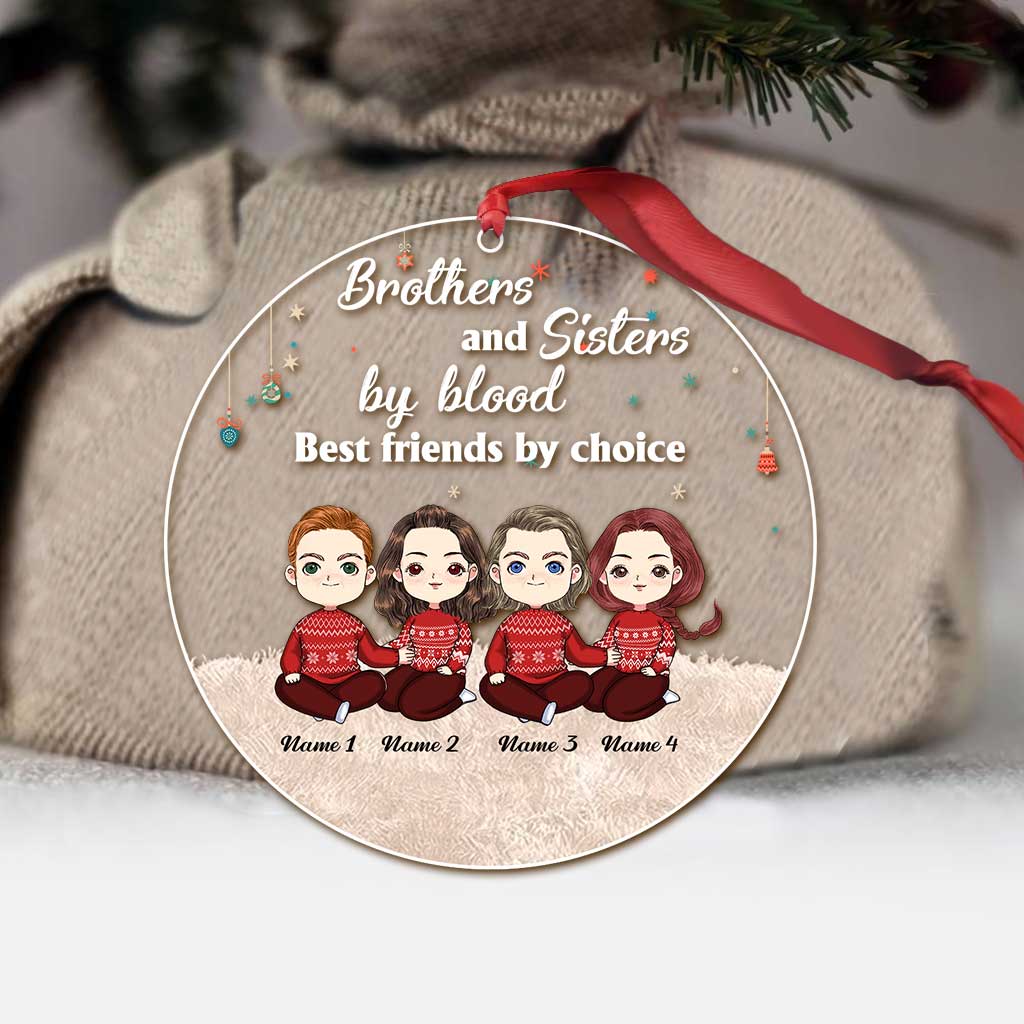 Best Friends By Choice - Personalized Christmas Sibling Transparent Ornament