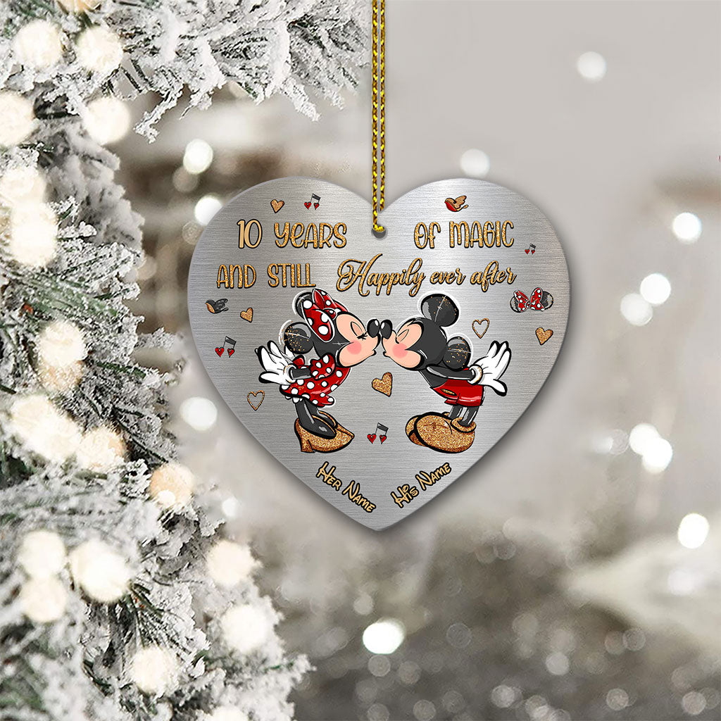 Still Happily Ever After - Personalized Christmas Mouse Heart Aluminium Ornament (Printed On Both Sides)