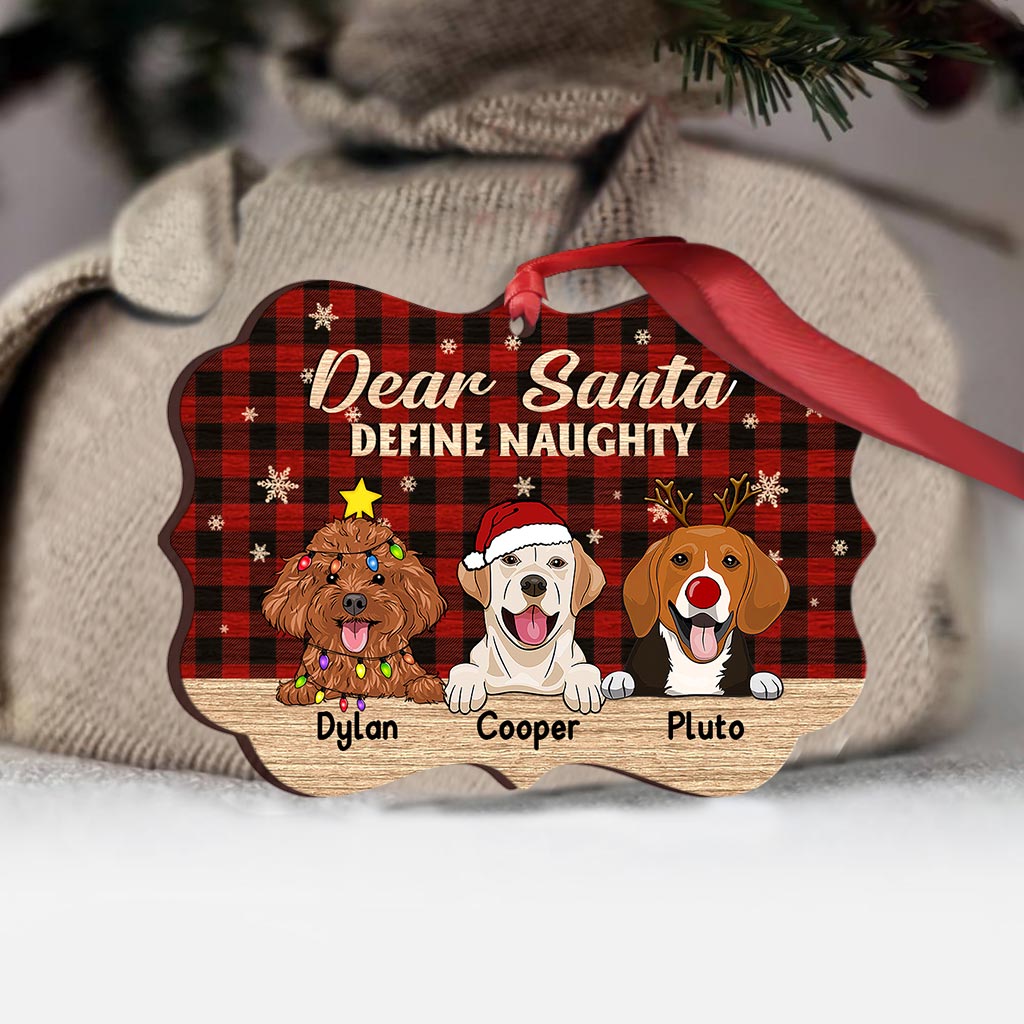 Define Naughty - Personalized Christmas Dog Ornament (Printed On Both Sides)