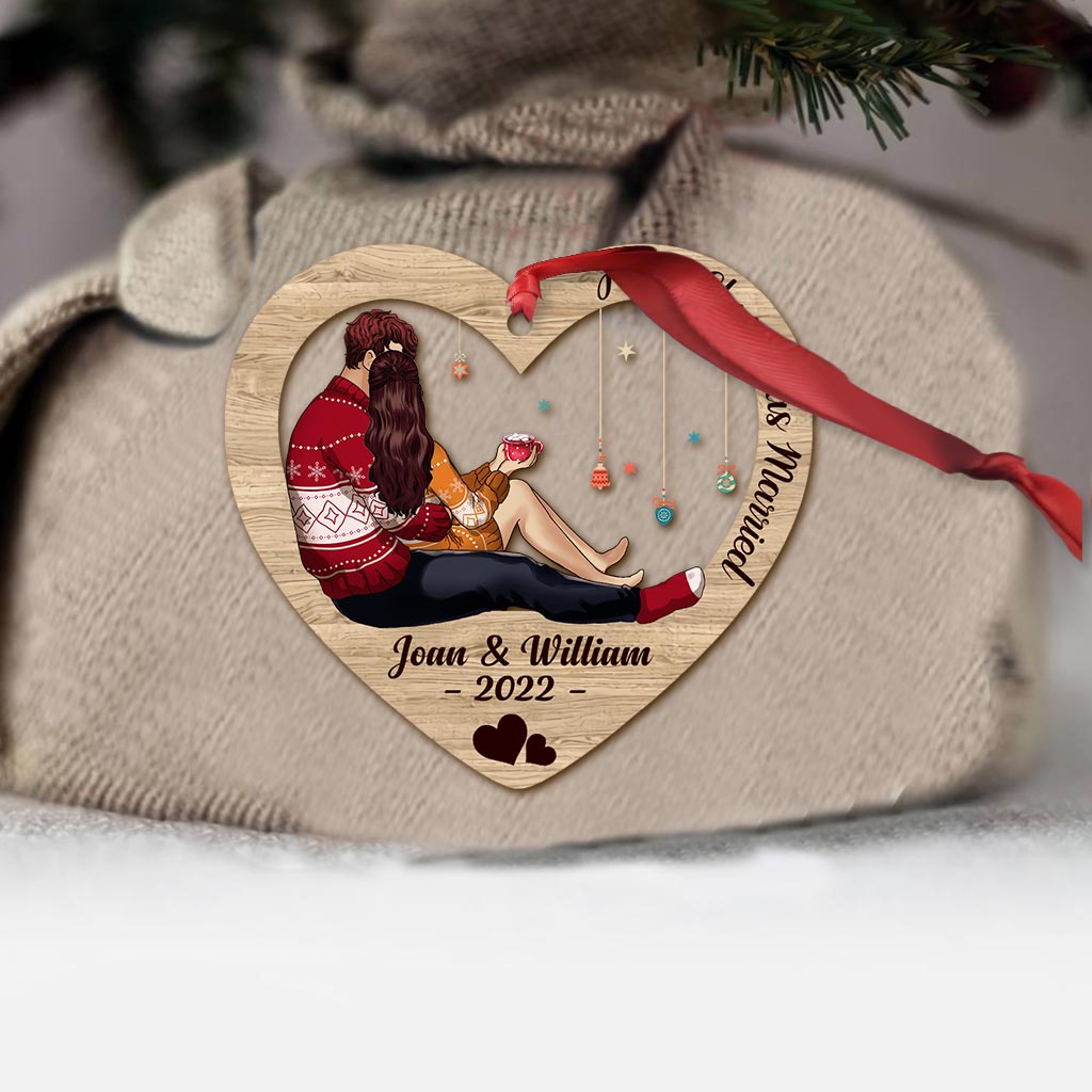 Home is Where You Hang - Personalized Christmas Couple Layers Mix Ornament