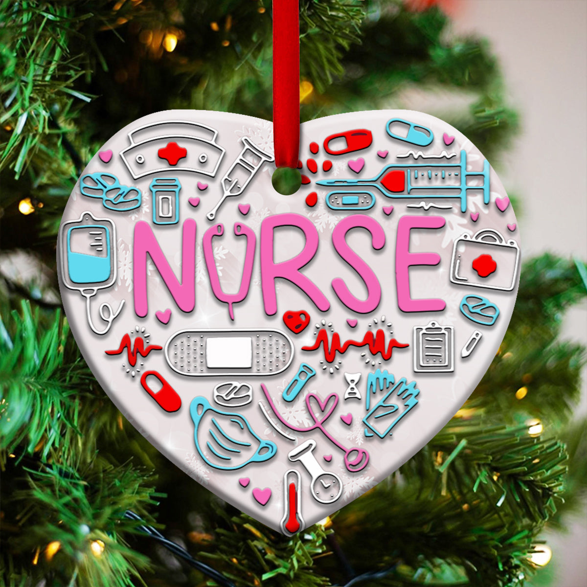 Nurse Life With Love Nurse - Heart Aluminium Ornament (Printed On Both Sides) 1122