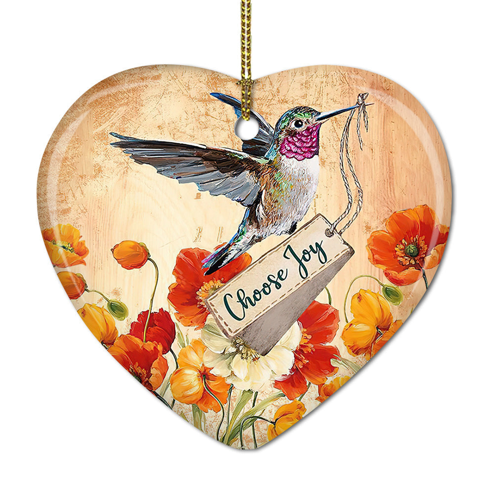 Hummingbird Choose Joy Hummingbird - Heart Aluminium Ornament (Printed On Both Sides) 1122