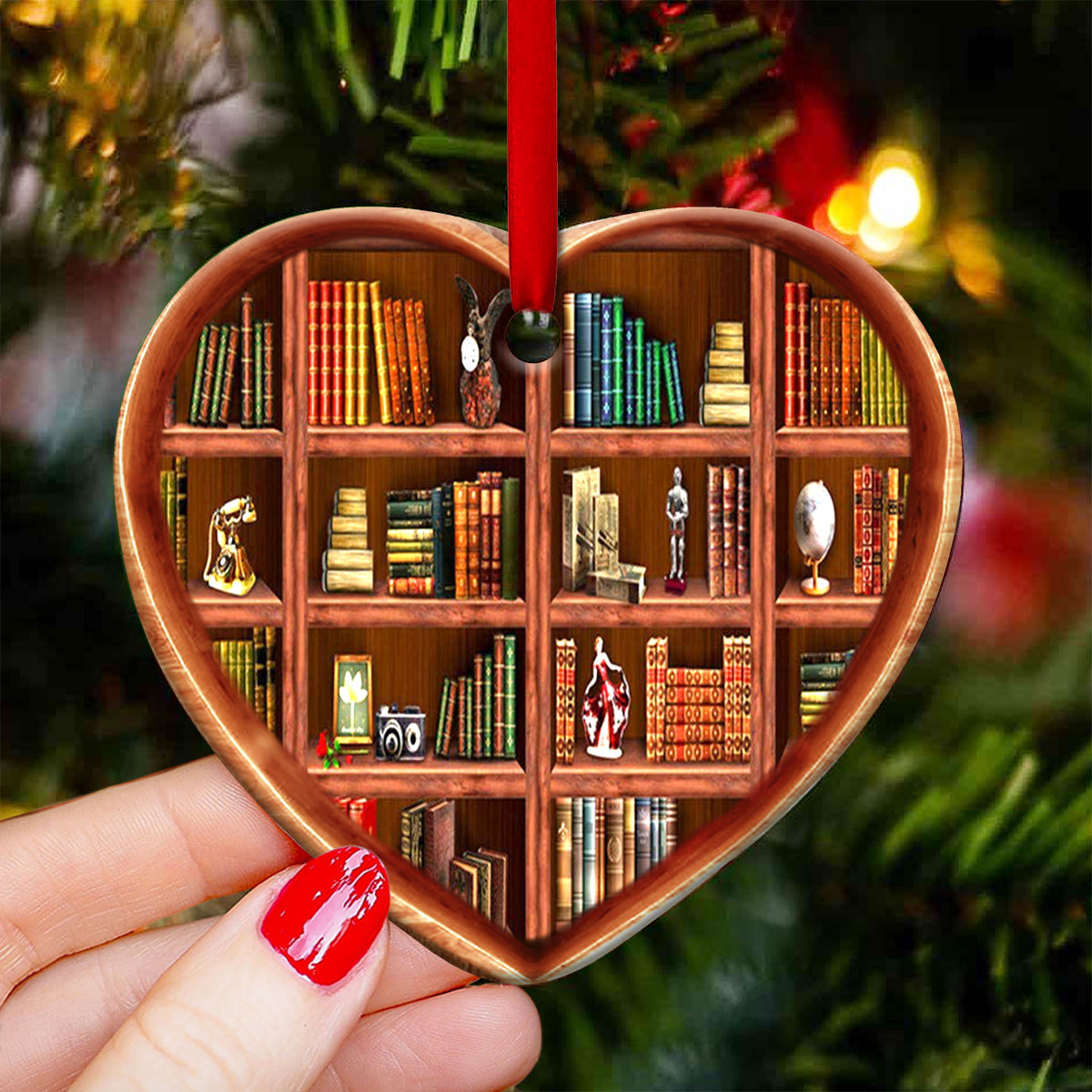 Bookshelf Girls Love Books - Book Ornament (Printed On Both Sides) 1122