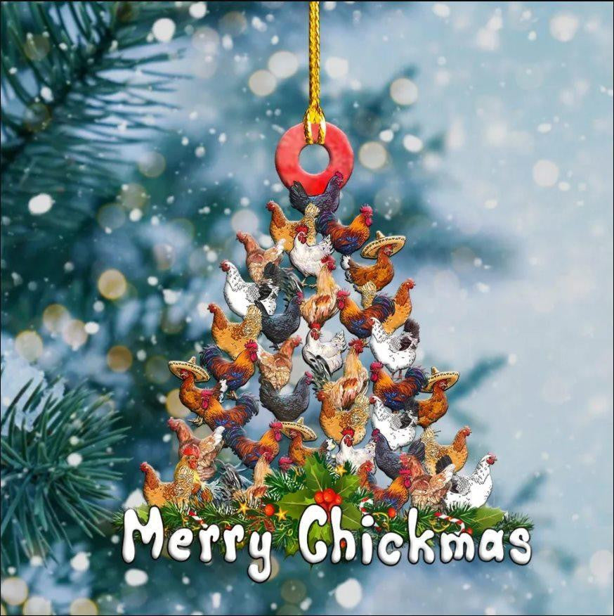 Merry Chickmas Christmas Tree - Chicken Ornament (Printed On Both Sides) 1122