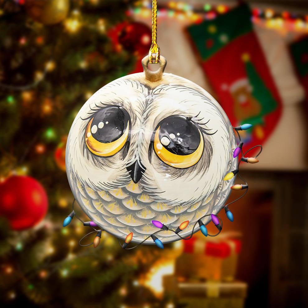 Owl With Cute Eyes Shape - Owl Ornament (Printed On Both Sides) 1122