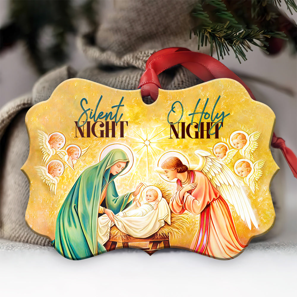 Silent Night Holy Night Christian - Medallion Aluminium Ornament (Printed On Both Sides) 1122