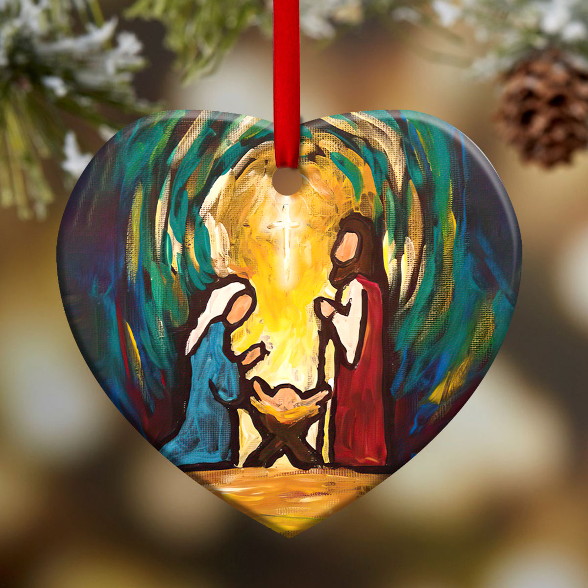 Glory To The New Born King Christian - Heart Aluminium Ornament (Printed On Both Sides) 1122