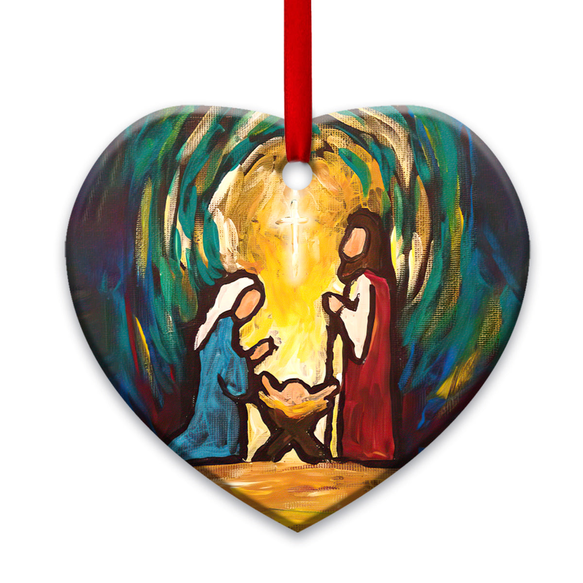 Glory To The New Born King Christian - Heart Aluminium Ornament (Printed On Both Sides) 1122