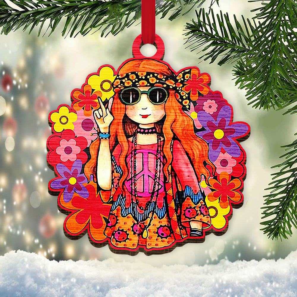 Hippie Girl With Wild Flower - Hippie Ornament (Printed On Both Sides) 1122