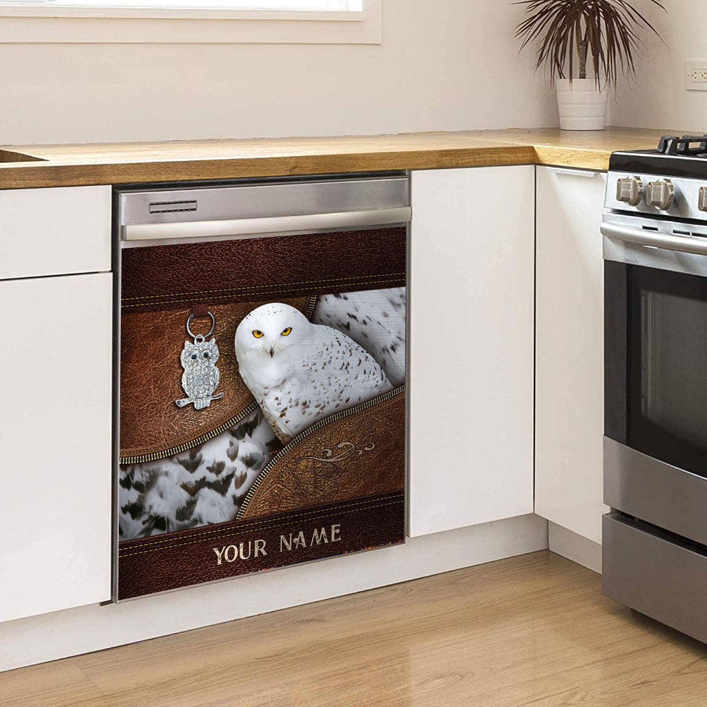 Snowy Owl - Personalized Owl Dishwasher Cover