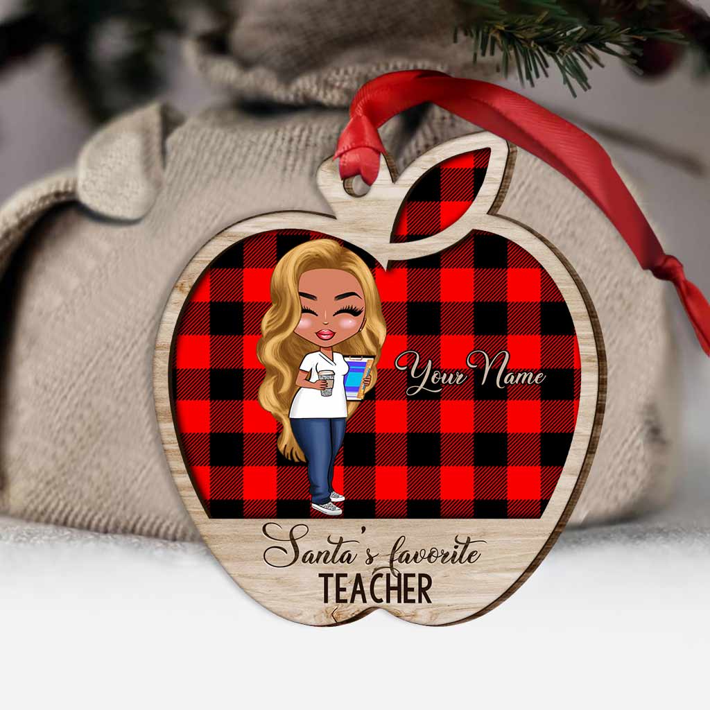 Santa's Favorite Teacher - Personalized Christmas Layered Wood Ornament